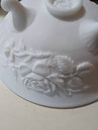 Vintage Milk Glass Imperial Rose Pattern 3 Footed Bowl | eBay