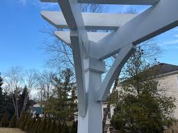 Curved Beam Pergola - Cedar & Stone