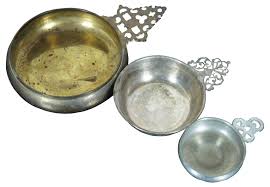 3 Vintage Colonial Porringer Bowls Brass Silver Plate ...