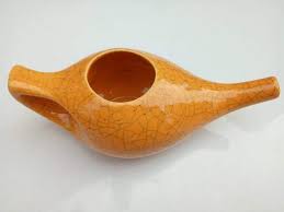 Crackle Orange Porcelain Ceramic Neti Pot 230ml - Leak Proof, Durable, Microwave & Dishwasher Safe for Natural Sinus Relief | Buy Now with Express International Delivery | GoSupps.com