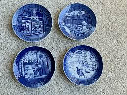 4 JULEN Grande Porcelain Copenhagen Blue 7" Plate WINTER SET ...