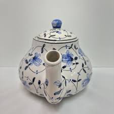 Vintage Outeiro Agueda Teapot Hand Painted Blue Flowers ...