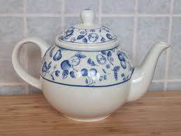 Arthur Wood Teapot | Blue White Fruit Pattern English China ...