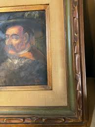 J Senf "Portrait Of Man With Feather In Hat Scene" Oil ...