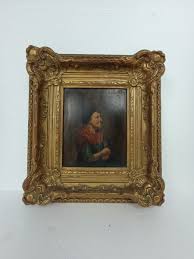 Oil Painting on Wood Gorgeous Plaster Frame Portrait of a ...