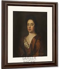 Portrait Of An Unknown Lady In A Red Dress By Sir Godfrey Kneller, Bt. By Sir Godfrey Kneller, Bt. Reproduction from Cutler Miles