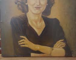 Vintage Pretty WOMAN, Lady in Plum Purple Dress, Oil PORTRAIT Painting C1945, 16 X 19 In. - Etsy