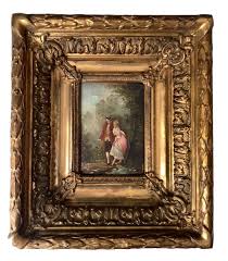 19th Century Antique Oil Gallant Love Scene Stream Landscape ...