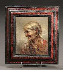 Lot - Roberto Figerio (Italian Early 20th Century) Portraits of a Peasant Man and Woman: A Pair of Works, oil on canvas, 13-1/2 x 11-1/4 in