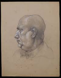 Robert west French Drawing illustration self-portrait ...