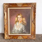Mid Century Hand Painted Portrait of Lady – Dolphin & Flamingo