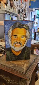 Singer Kenny Rogers the gambler painting on wooden gambling ...