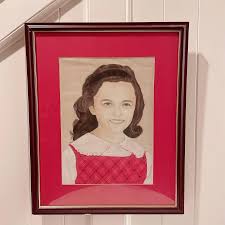 Mid 20th Century Portrait Painting of Young Girl in Red and ...