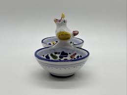 Girasole Italian Pottery Double Salt Cellar Chirping Bird ...
