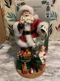 Cracker Barrel Fabric Mache Santa Claus In Box | eBay