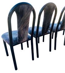 1980s Postmodern Upholstered Black Metal Tubular Frame ...