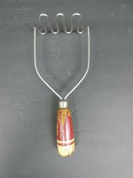 Vintage Red & Cream Wooden Handle Potato Masher | eBay UK