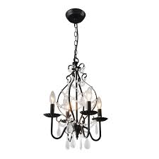 4 Light Crystal Chandelier in Matte Black Finish - 19.3"H x ...
