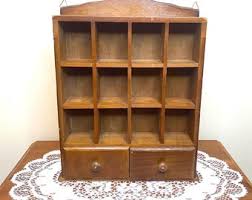 Vintage Wooden Trinket Shelf With 12 Small Slots & 2 ...