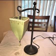 Vintage ART DECO Green UL Beaded Triangle Lamp | eBay