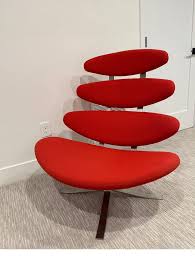 Poul Volther Corona Red Lounge Swivel Chrome Chair and Ottoman Erik Jorgensen For Sale at 1stDibs | redpoul, red poul, erik jorgensen chair