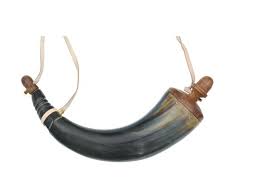 Powder Horn Spout Plug Simulated And Wood Construction Natural leather Strap | eBay