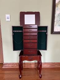 Vtg X-large Selfstanded Jewelry Armoire Flip Open Top With Mirror Rings Holder 6 Drawers Two Sided Necklace Hooks Green Lining Jewelry Box - Etsy