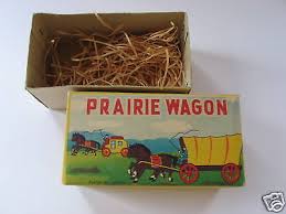 Vintage Hand Painted Tin Roofed Wood Prairie Wagon Japan Made IOB Broken Wheels | eBay