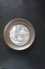 Antique Brass Round Wall Art Lithograph | eBay