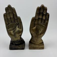 Vintage Brass Praying Hands Bookends Set Of 2 Figurines 62.12 oz Heavy ~3”x7” | eBay Australia