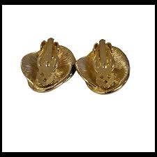 Gold Tone Black Enamel Love, Mobius Knot Clip-On Earrings ...