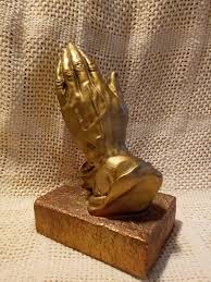 Vtg. Heavy Resin Praying Hands Sculpture, Gold & Bronze Color. Marked F 154 | eBay