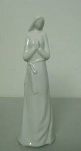 Praying Woman Figurine Glossy White Glaze Porcelain ...