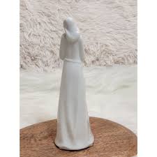 Praying Woman Figurine Glossy White Glaze Porcelain Healing ...