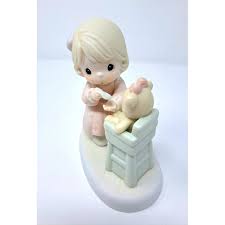Precious Moments Figurine: Girl Feeding Teddy Bear, 1994 ...