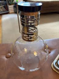 Vintage MCM Pyrex Glass Brass Gold Trim Coffee Carafe ...