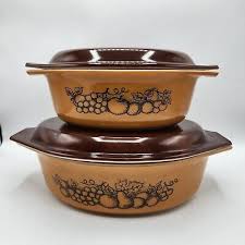 VTG Pyrex Early American Set 045 043 Kitchen Casseroles W/Brown Lids Preowned. | eBay Australia