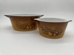 Set Of Two Vtg 70's Pyrex Old Orchard Casserole Dishes 475 ...