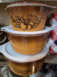 Pyrex Orchard Brown Casserole Set with Lids - KC – Bliss ...