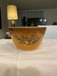 Vintage SET OF 2 Pyrex Old Orchard BrownFruit 2 1/2 Qt.Mixing Bowl 403,401 1.5Pt | eBay
