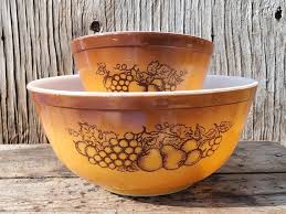 Pyrex Mixing Bowls, Set of 2, Old Orchard Pattern, Brown and Tan, Vintage, #403, #401 - Etsy