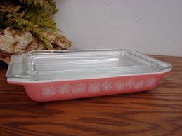 Vintage PYREX 548 Pink Daisy 1 1/4 Quart Rectangular w ...