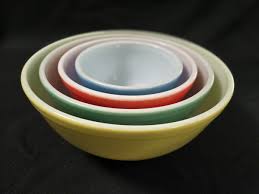 Glossy Bright Solid Color! Vintage 4 Pyrex Mixing Bowls Primary Colors | eBay