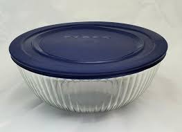 Vintage Pyrex Glass 4.5 QT RIBBED Nesting MIXING BOWL w BLUE ...