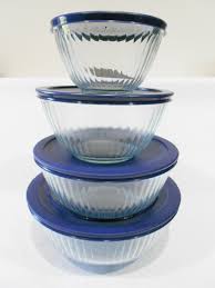 8 pc PYREX Clear SCULPTURED Glass Mixing Bowl Set 4.5 Qt.10 ...