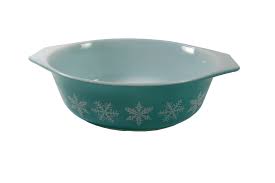 VTG PYREX Turquoise White Snowflake Casserole Dish # 043 1 1 ...
