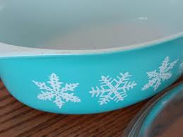 Rare Vintage Pyrex Turquoise Snowflake Lg Oval Casserole ...