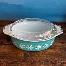 Vintage Pyrex 043 Turquoise Snowflake 1 1/2 Qt Casserole ...