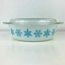 Vintage Pyrex Turquoise Snowflake Casserole Dish With Lid - Etsy