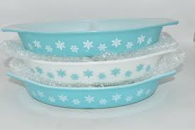 Vintage Pyrex Lot Turquoise White Snowflake Divided ...